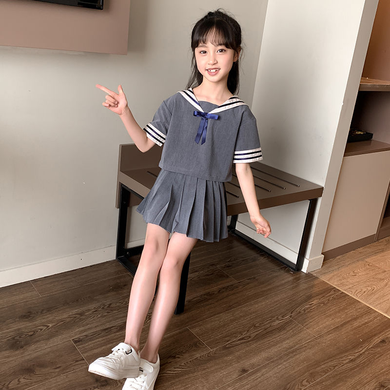 Bộ Áo Thủy Thủ + Chân Váy Phong Cách Hàn Quốc Thời Trang Mùa Hè 2020 Mới Cho Bé Gái