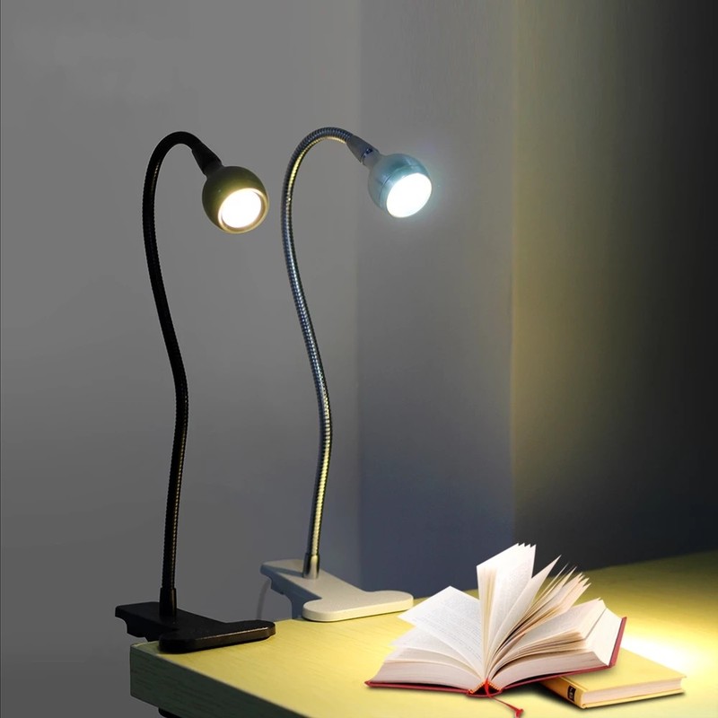 Đèn LED đọc sách cổ ngỗng xoay 360 độ có kẹp gắn bàn tiện dụng bảo vệ mắt