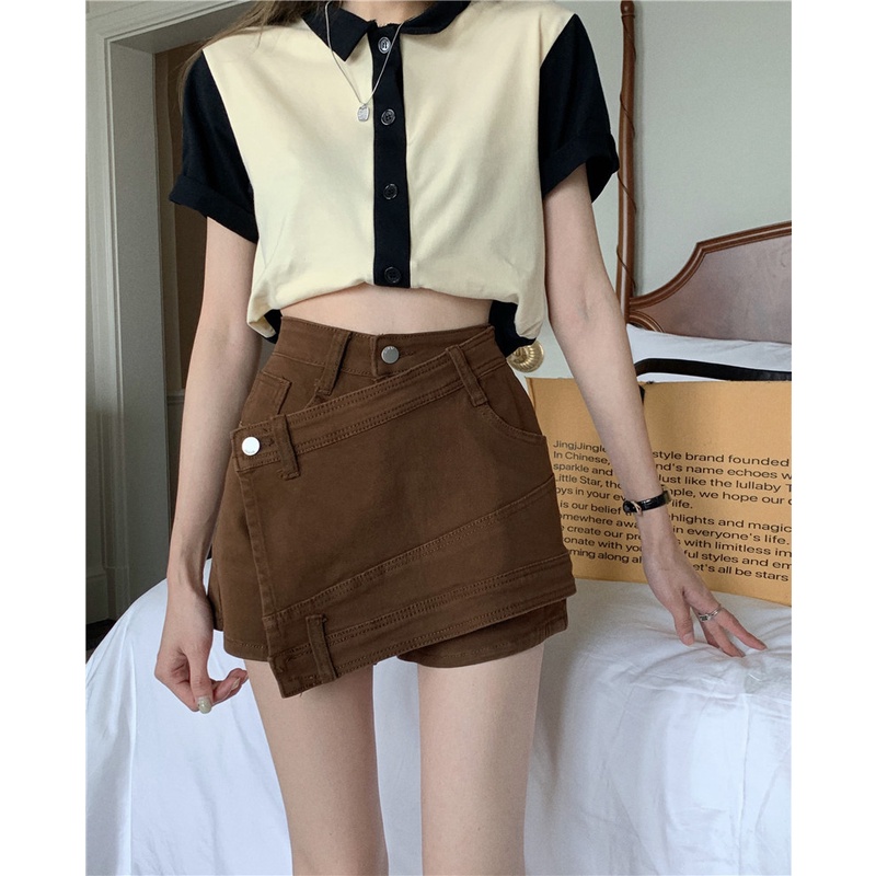 Quần Short jeans Lưng Cao Phong Cách retro Quyến Rũ Cho Nữ