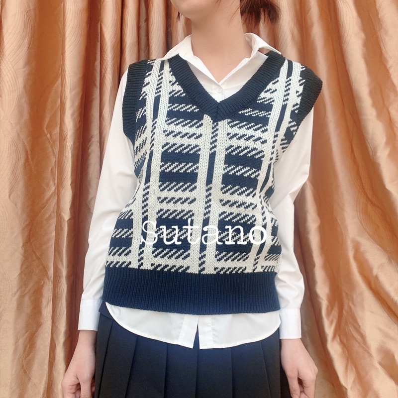 Áo gile len nữ sọc xiên kiểu dáng hàn quốc A521 SUTANO | BigBuy360 - bigbuy360.vn