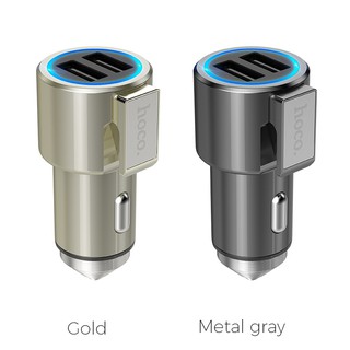 Tẩu Sạc Xe Hơi Hoco Z33 2 Cổng Sạc USB, Kiêm Búa Thoát Hiểm Mini - BH 1 Năm (MÀU SẮC NGẪU NHIÊN) - Hưng Long PC