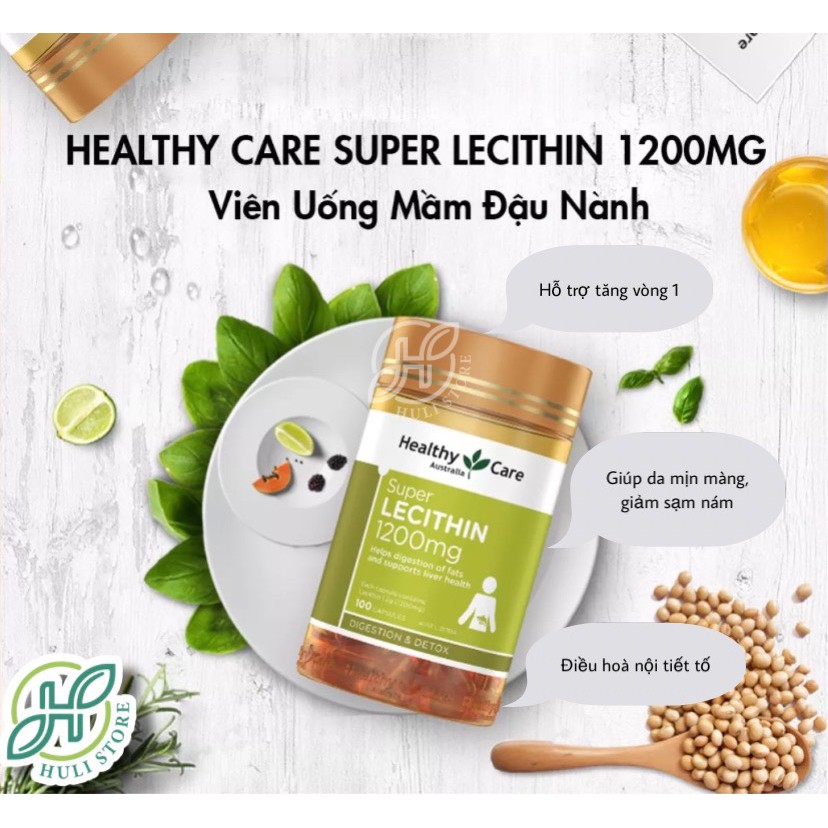 Mầm đậu nành Healthy Care Super Lecithin 1200mg 100 Viên