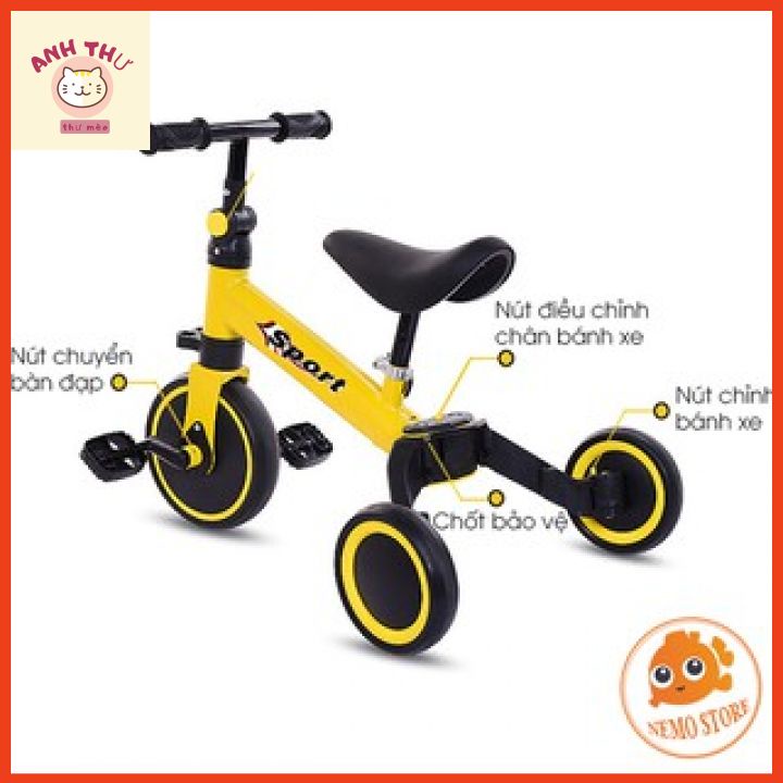 Xe chòi chân giữ thăng bằng cho bé tập đạp, Xe Đạp Cân Bằng Đa Năng 3 In 1 xe đồ chơi SPORT, KIWICOOL.