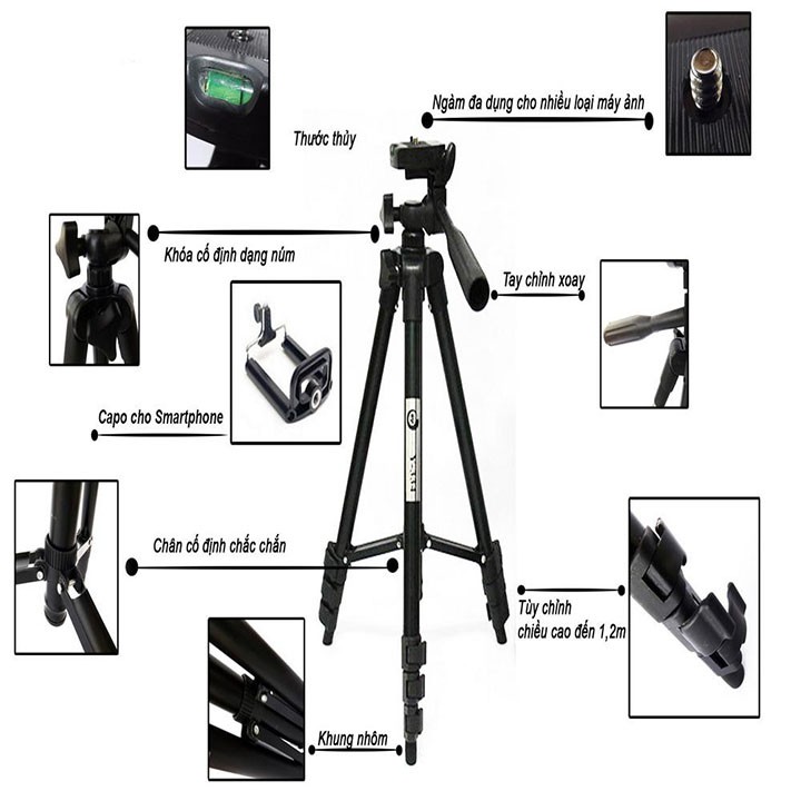 Gậy Chụp Hình 3120, Gậy Tripod 3 Chân 3110,Giá Đỡ Điện Thoại Quay Phim Chụp Ảnh Live Stream Thế Hệ Mới 2020