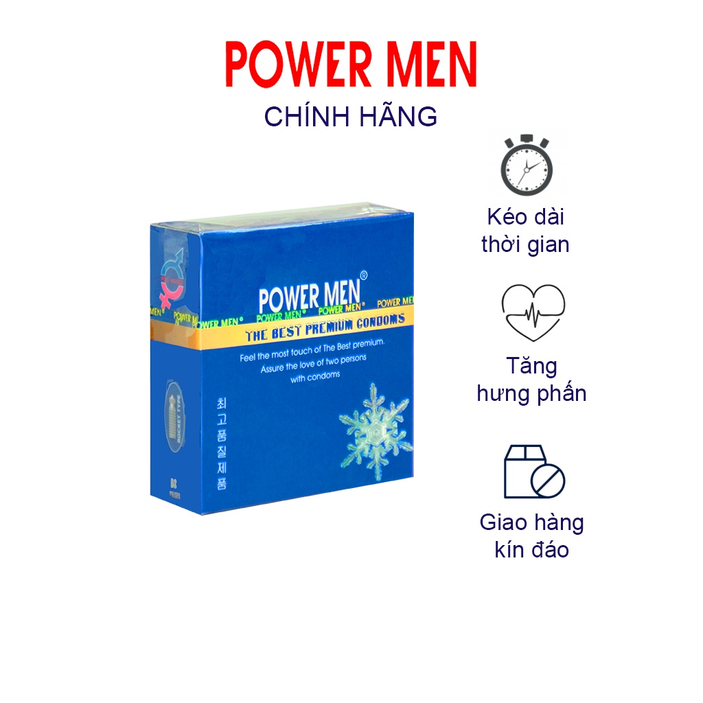 Bao cao su siêu mỏng POWER MEN Điệp Viên Tàng Hình 0.03, chống xuất tinh sớm, kéo dài thời gian Hộp 9 chiếc