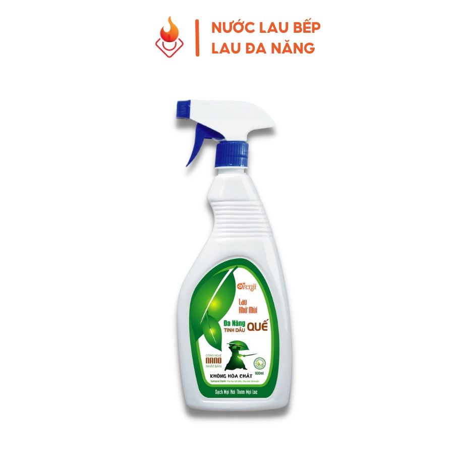 Nước lau bếp, xịt bếp, lau đa năng Orenji hương quế 600ml Công nghệ NANO bạc từ Nhật Bản an toàn không hóa chất