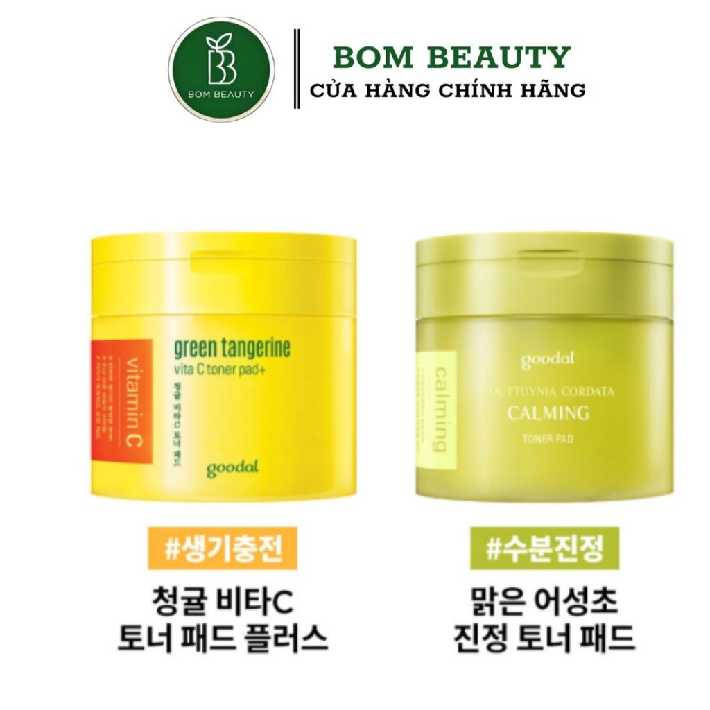 (Tách sét) Bông Toner tẩy tế bào chết Goodal Green Tangerine Vita C Toner Pad - Houttuynia Cordata Calming