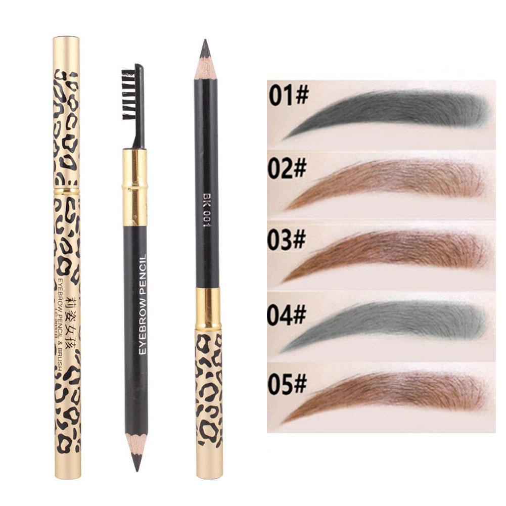 [Hàng mới về] Chì kẻ mày ngòi cứng hai đầu họa tiết đốm da báo có đầu cọ z7q4 l6a3 o4c5