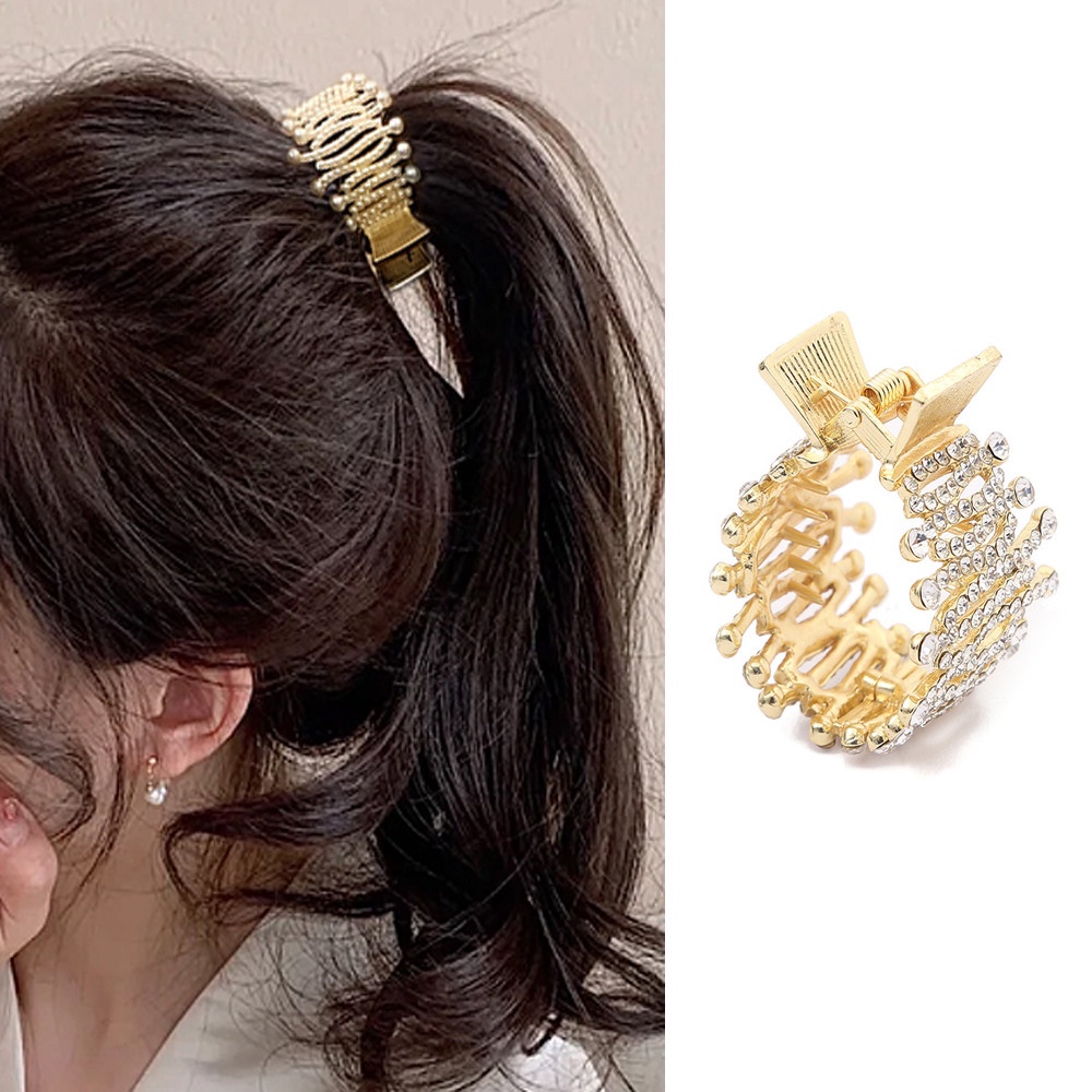 Kẹp Tóc Càng Cua Cá Mập Đính Kim Cương Giả Và Ngọc Trai Thanh Lịch Thời Trang Cho Nữ