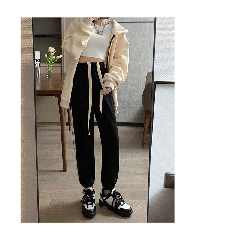 Jogger nữ MIA 1992 cao cấp - quần jogger nữ chất liệu nỉ  dày 2 viền sọc hàng Quảng Châu