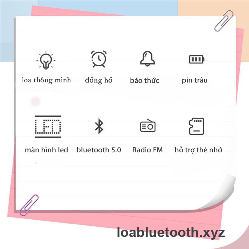 Loa bluetooth mini P1 giá rẻ tai thỏ dễ thương, bass mạnh, led hiển ngày giờ kèm đồng hồ báo thức, âm thanh HD, pin 8 gờ