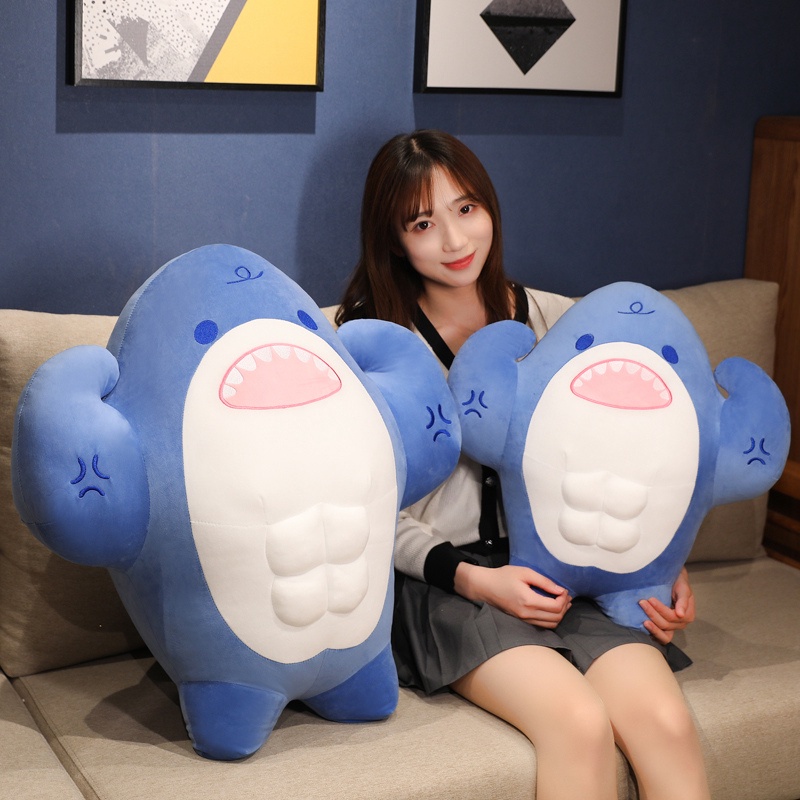 Đồ chơi nhồi bông Hình Cá Mập Cơ Bắp Dễ Thương Cho Bé