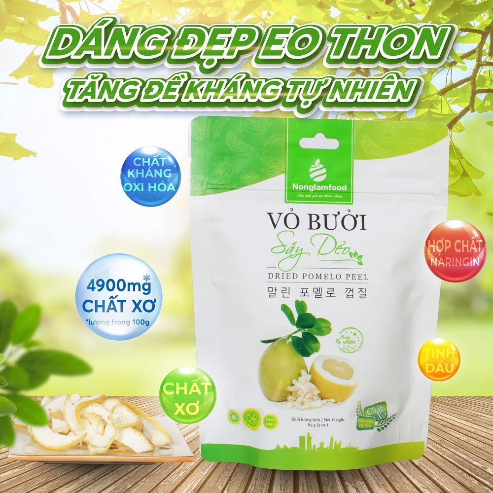 Vỏ Bưởi Sấy Dẻo Nonglamfood túi 85g | Hỗ trợ ăn kiêng, giảm cân, tăng đề kháng, đẹp da, healthy snack, ăn vặt lành mạnh