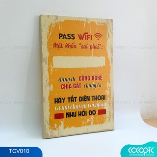 Bảng canvas ghi password wifi trang trí quán trà chanh, cafe, trà sữa Cocopic TCV010 mật khẩu wifi