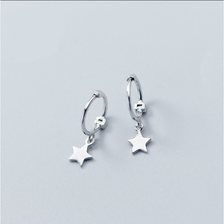 Khuyên Tai Tròn Móc Treo Bạc 925 Hình Ngôi Sao Cho Nữ - B2363 - Bảo Ngọc Jewelry