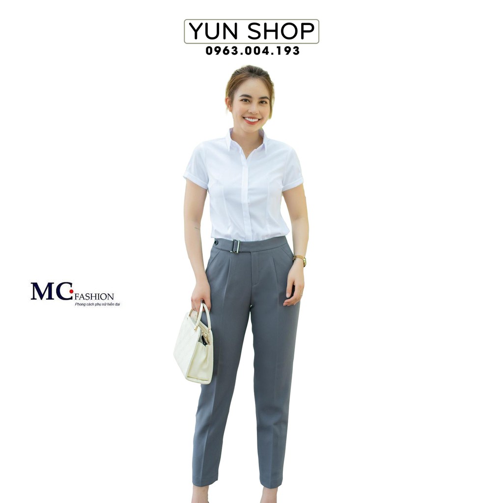 Áo Sơ Mi Nữ - Áo Sơ Mi Nữ Trắng Cơ Bản Cộc Tay - MC Fashion A0068