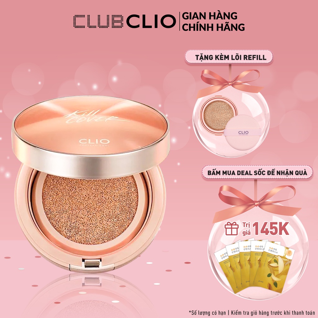 Phấn Nước Tạo Hiệu Ứng Căng Bóng Clio Kill Cover Glow Cushion (15Gx2 lõi)