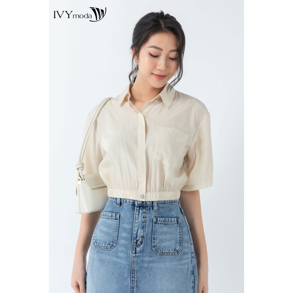 Áo croptop nữ cổ đức IVY moda MS 16M6652