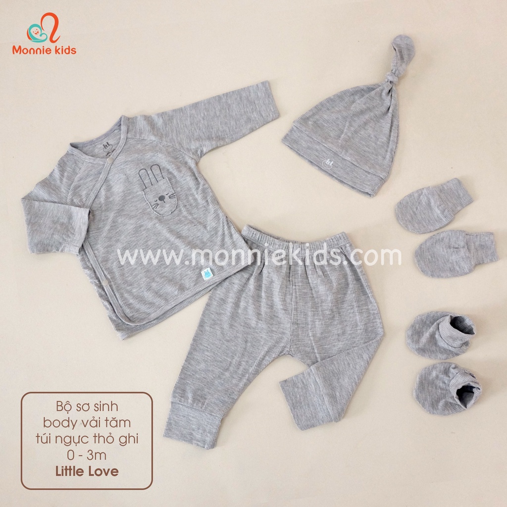 Bộ cài lệch Lil Little Love chất liệu vải tăm túi ngực 0-3/3-6M - Monnie Kids