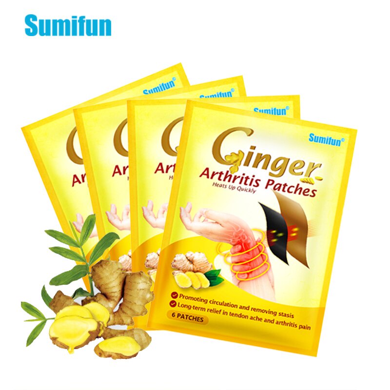 Sumifun 6 Miếng Gừng Thạch Cao Viêm Khớp Cho Bàn Tay Cổ Tay Miếng Dán Viêm Bao Bì