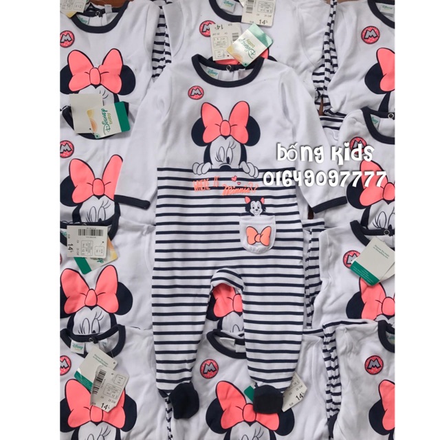 Body Liền Thân Bé Gái Minnie Kẻ Ngang