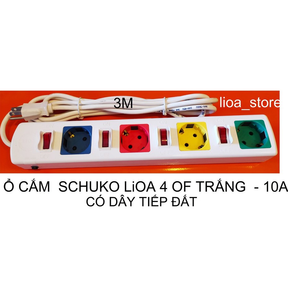 Ổ CẮM SCHUKO LiOA 4 OF CÓ DÂY TIẾP ĐẤT.