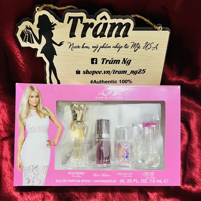 Set Nước Hoa Paris Hilton 4 Chai 0.25 fl oz 7.5ml