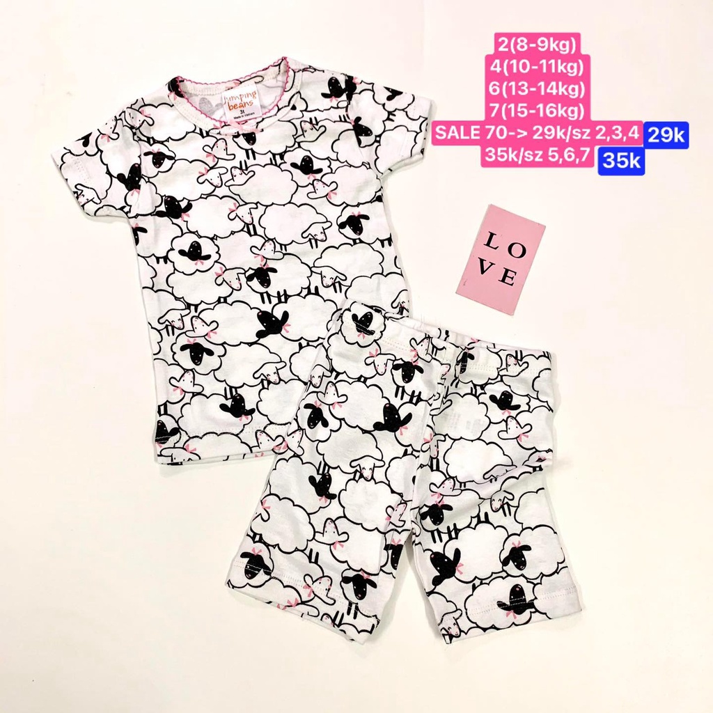 (Sale 29-35k)Bộ cotton bozip bé gái áo cộc quần đùi Jumpings B