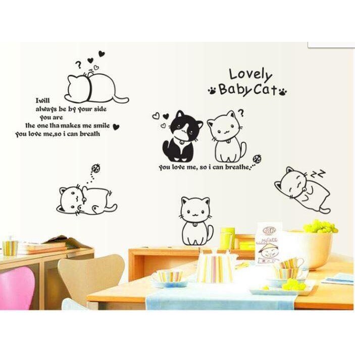 Decal dán tường Lovely baby cat (mèo đen đáng yêu)