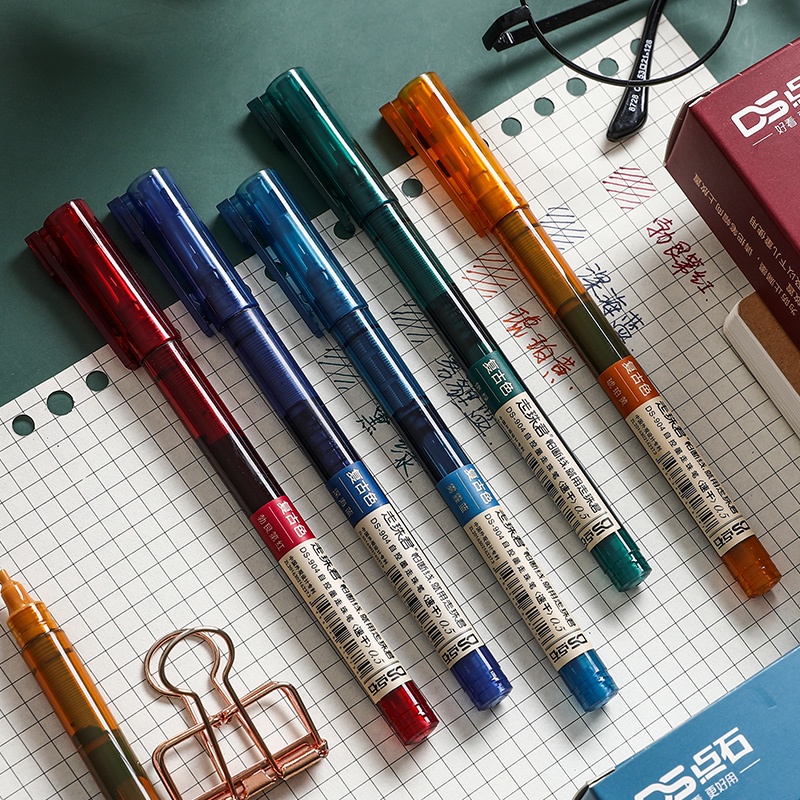 Set 5 Bút Mực Gel DS-904 Nhanh Khô Ngòi 0.5mm Nhiều Màu Sắc Phong Cách Vintage