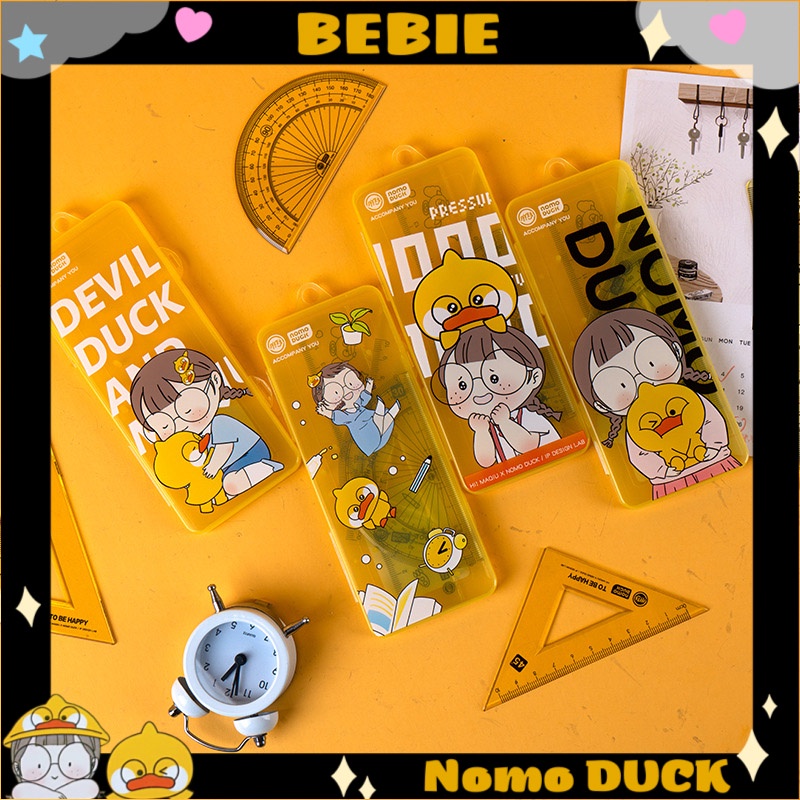 Set 4 thước kẻ học sinh có hộp, Bộ dụng cụ học sinh Nomo Duck BeBie - BP548