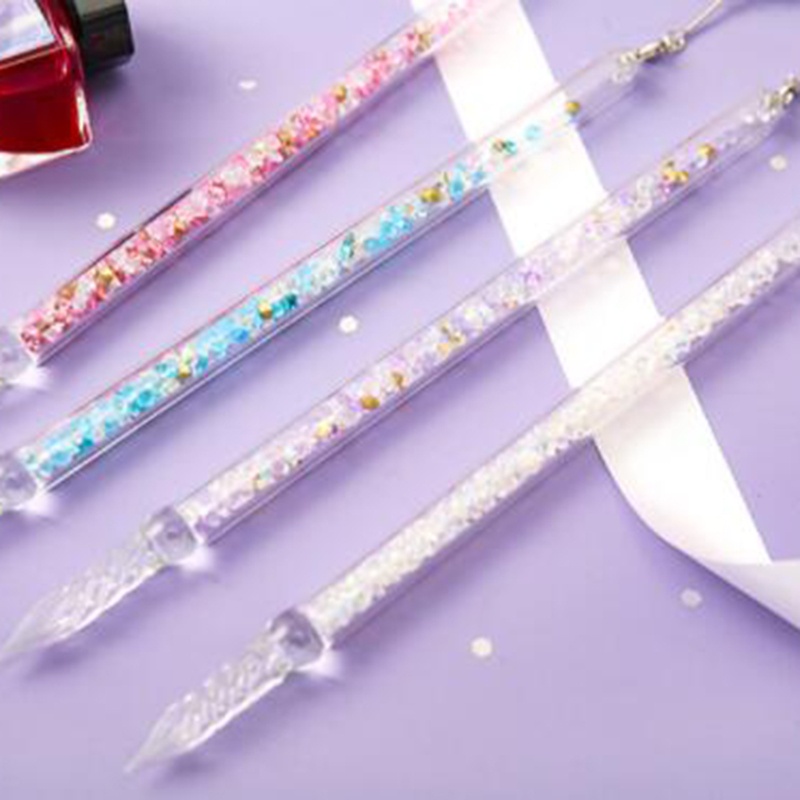 Bút Thạch Anh Pha Lê seng Có Mặt Dây Chuyền Lông Vũ 30ml Làm Quà Tặng Sinh Nhật