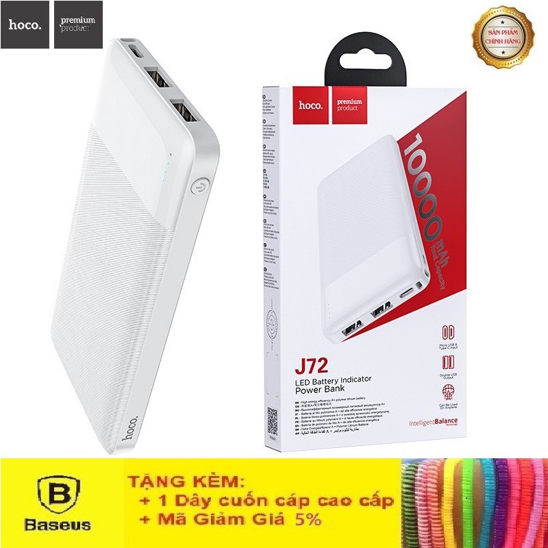 Pin Dự Phòng Hoco J72CAO CẤPSạc Dự Phòng Easy Travel 10000mAh 2 Cổng Input/Output Max 2A Có Đèn Led Hiển Thị