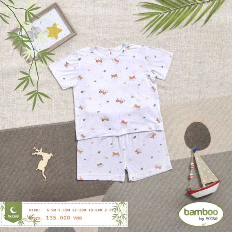Moon - Bộ cộc cài vai Moon vải sợi tre cho bé 6-17kg