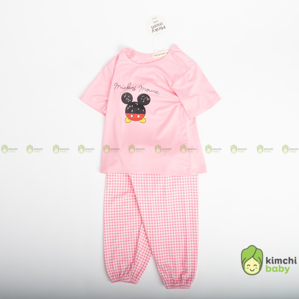 Đồ Bộ Alibaba Bé Trai, Bé Gái Minky Mom Vải Thun Lạnh Hoạ Tiết Mickey Quần Sọc, Bộ Dài Tay Cho Bé Mặc Thu Đông MKMTD2134