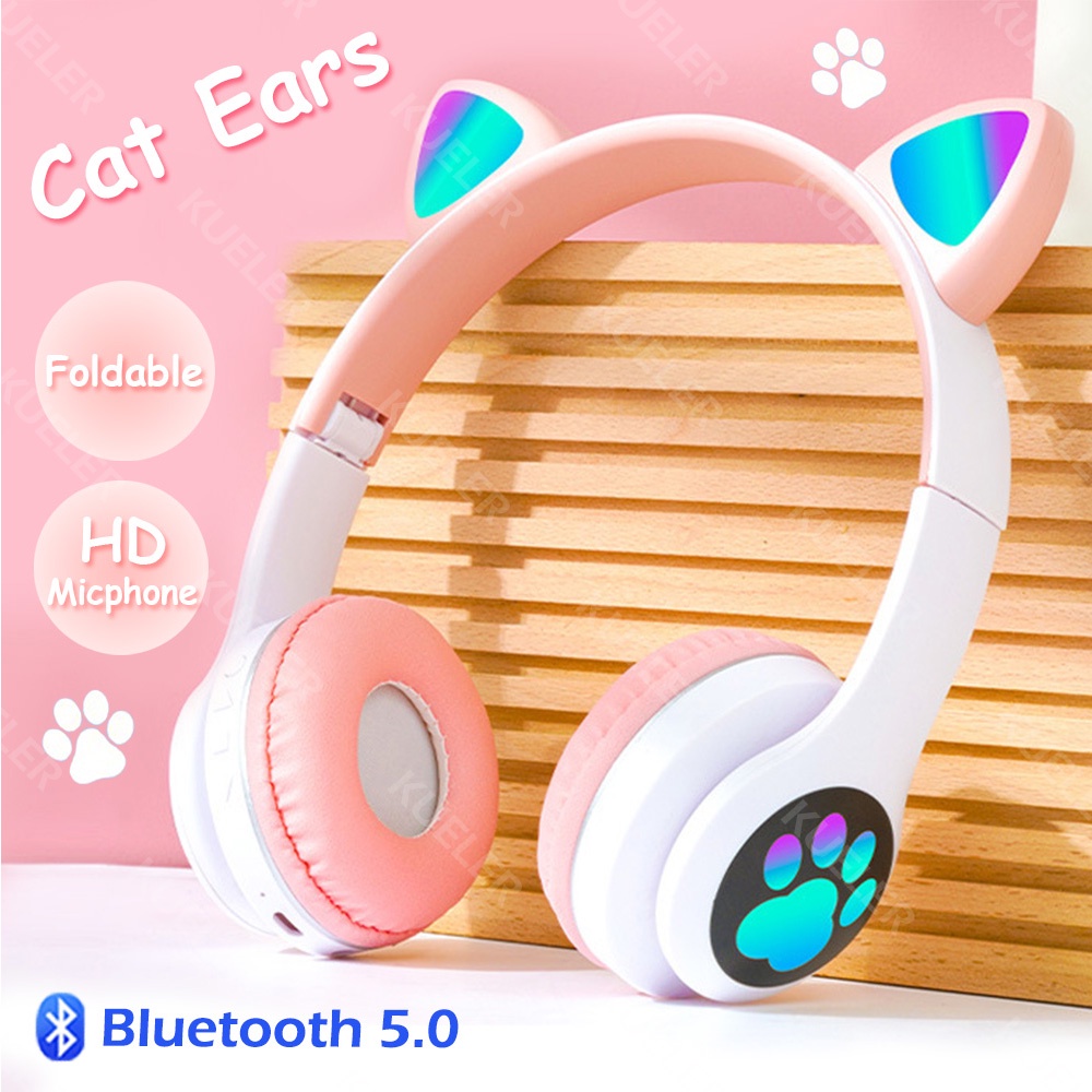 Tai Nghe Không Dây Tai Nghe Chơi Game Bluetooth 5.0 Tai Nghe Mèo Tai Nghe Có Mic