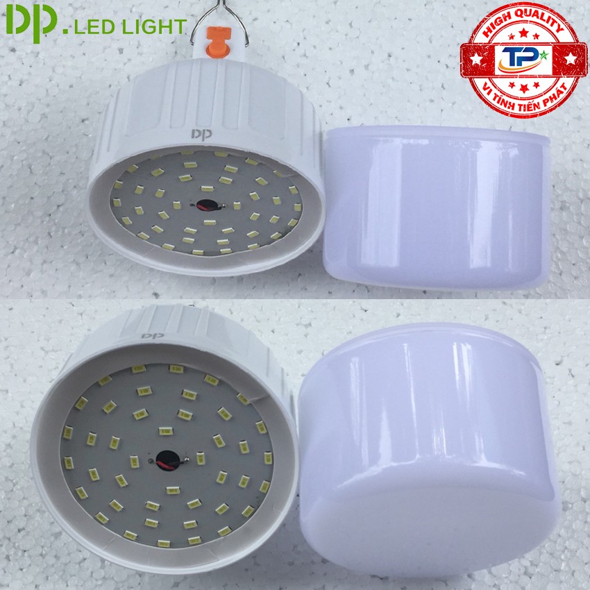 Bóng đèn LED sạc tích điện 48W DP-7814 với 3 chế độ sáng 9-16 tiếng, chống nước, dùng khi mất điện, bán hàng, cắm trại