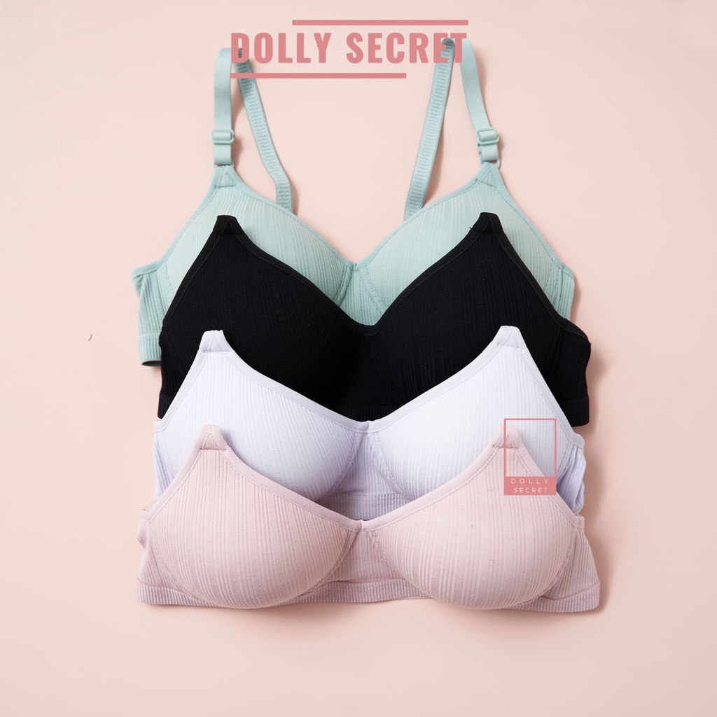 Áo Lót Nữ Không Gọng Chống Chảy Xệ Đệm Mỏng Su Đúc Mát Chống Chảy Xệ Chất Len Tăm Dolly Secret A09