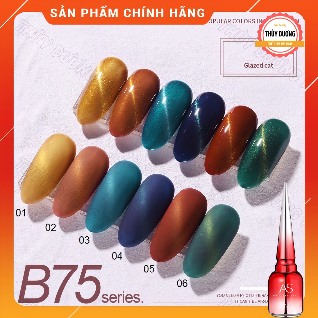 Sơn gel AS chính hãng chai đỏ mã B75 (mắt mèo) 15ml