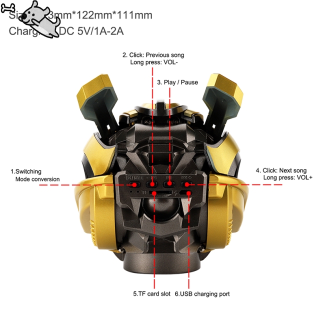 Bumblebee Helmet Bluetooth Speaker Fm Radio Usb Mp3 TF Smart Subwoofer Blue Tooth 5.0 Portable Mini