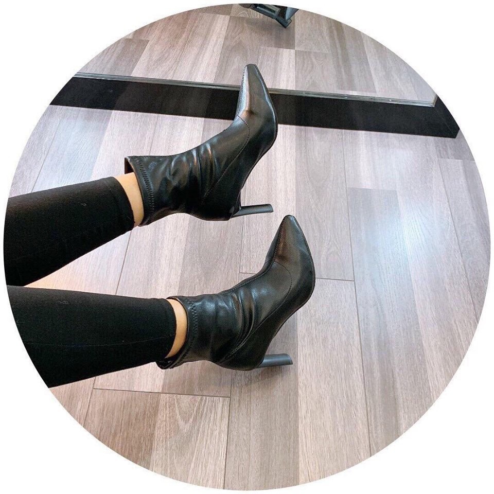 Bốt da trơn gót dẹt 7p