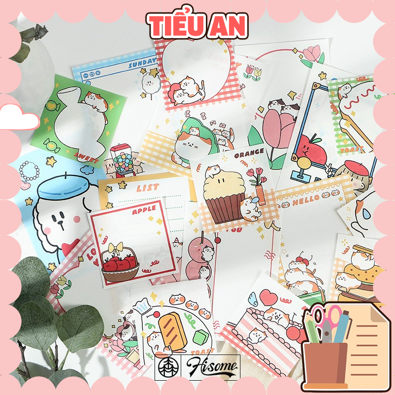 Giấy Note/ Giấy Ghi Chú Hình Mèo Cute (30 Tờ)