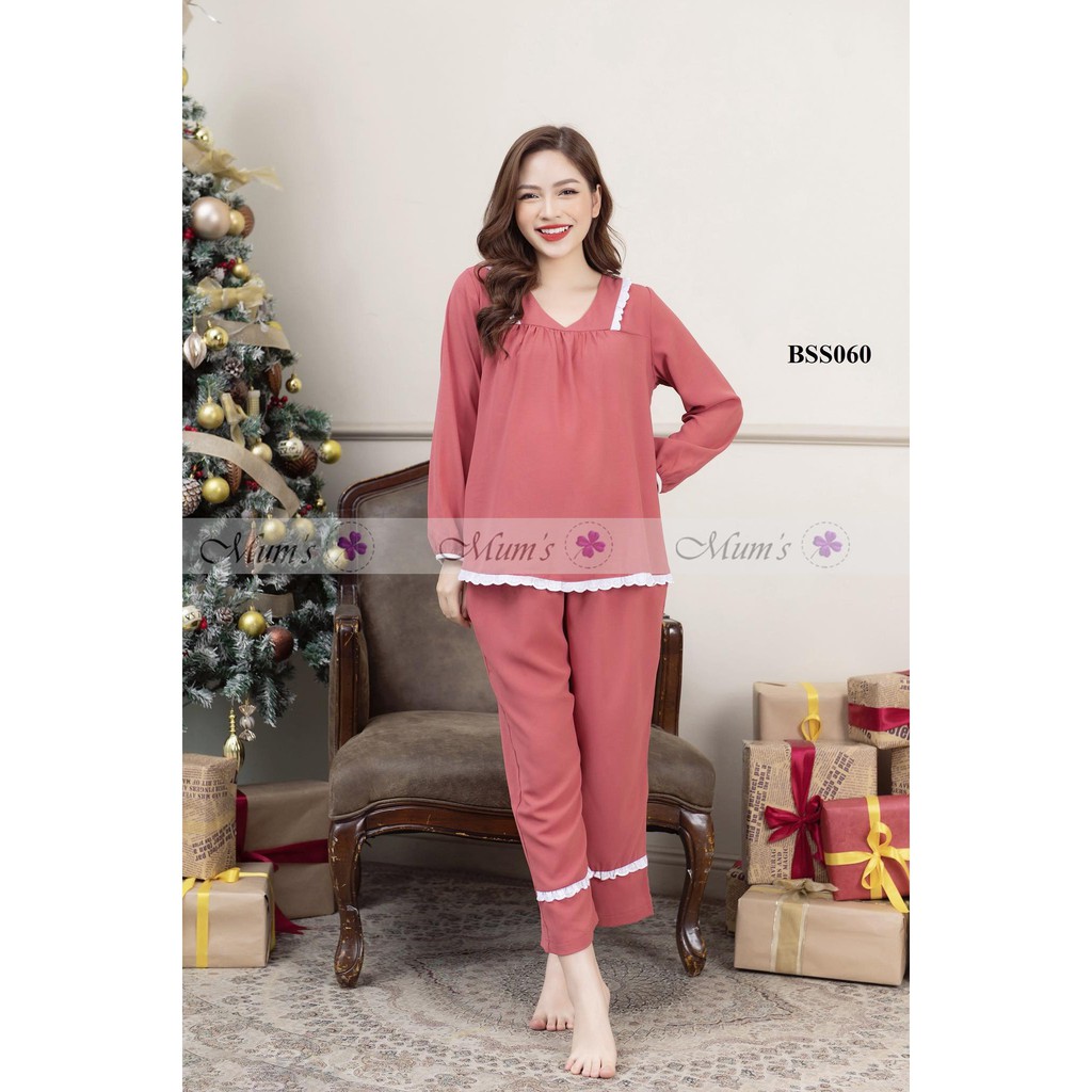 ĐỒ BỘ BẦU VÀ SAU SINH FREESHIPBSS060 Bộ voan dài hồng gạch đủ sz S-M-L