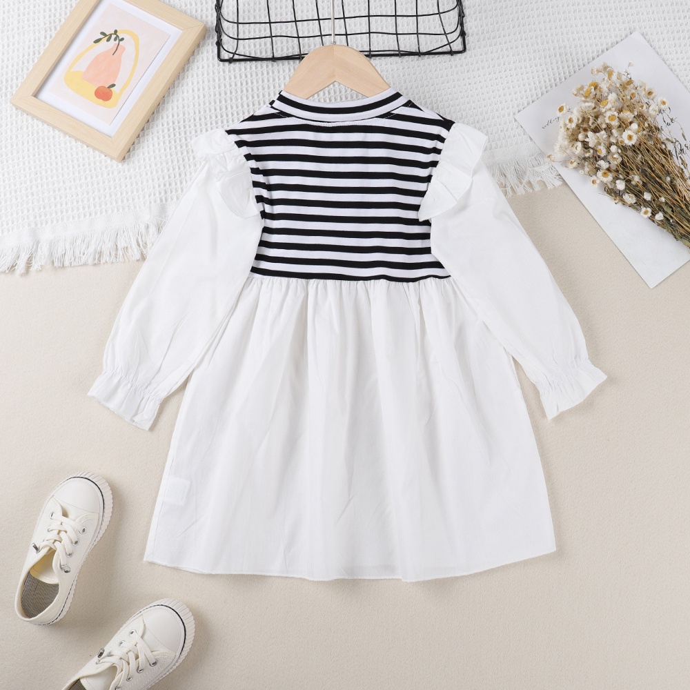 Đầm sơ mi BEAR LEADER kẻ sọc tay phồng giả hai mảnh phong cách Hàn Quốc thời trang mùa hè cho bé gái 2-7 tuổi