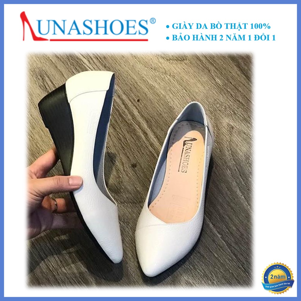 Giầy đế xuồng, giày da bò thật nữ LUNASHOES 24808 trung niên cho mẹ bảo hành 24 tháng 1 đổi 1 giày xuồng cao cấp