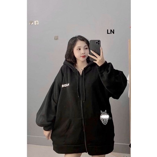 Áo khoác nỉ cotton in logo ngực và bụng LN12