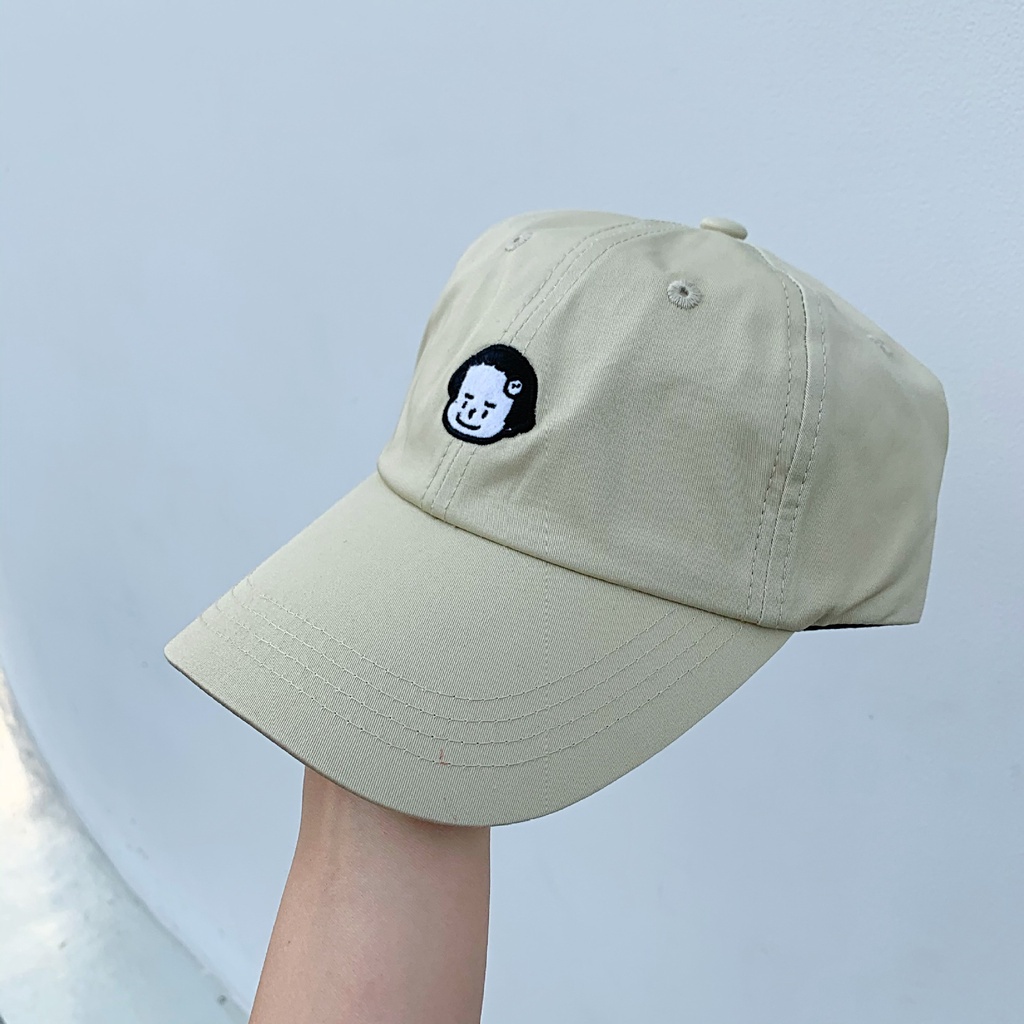 Mũ lưỡi trai LINJW chất liệu cotton mềm thêu hoạt hình phong cách Hàn Quốc 2021