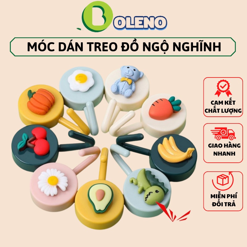 Móc dán treo đồ dán tường họa tiết ngộ nghĩnh họa tiết 3D