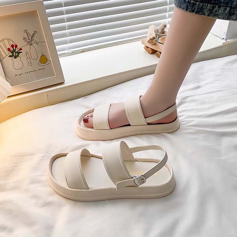 Sandal nữ ulzzang đi học cao cấp , dép quai hậu học sinh quai da mềm đế êm 101
