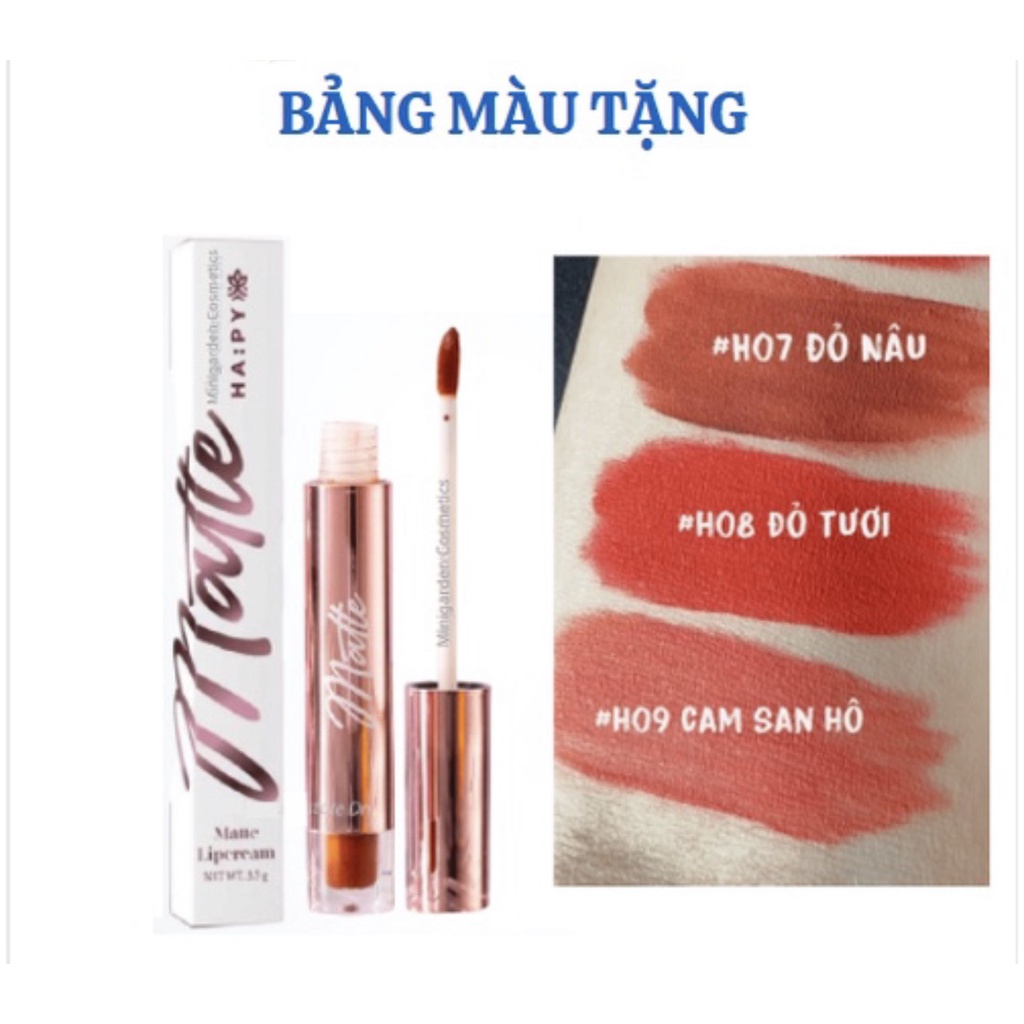 [ Mua 1 tặng 1] Son Happy kem lì Mini Garden Mattle Lipcream bám màu lâu trôi 3.5ml